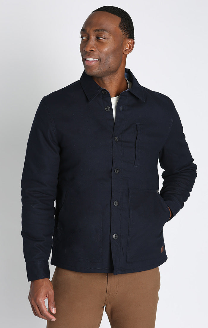 Navy Stretch Quilted Canvas Shirt Jacket – JACHS NY | Shirtjacken