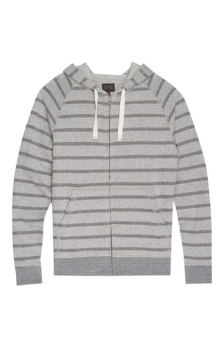 Grey Stripe French Terry Zip Up Hoodie - JACHS NY