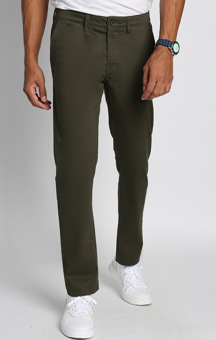 Forest Green Stretch Straight Fit Bowie Chino – JACHS NY