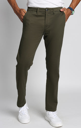 Forest Green Stretch Straight Fit Bowie Chino - JACHS NY