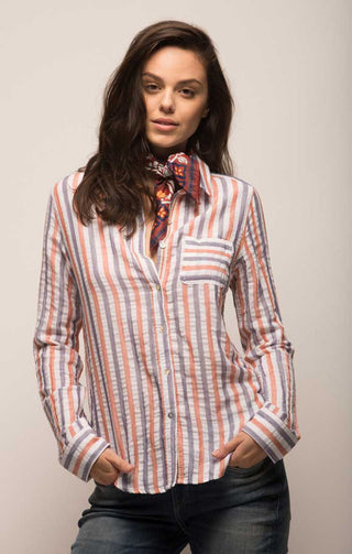 Striped Button Down Shirt - Orange - JACHS NY