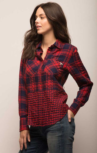 Blocked Two Pocket Button Down - Red - JACHS NY
