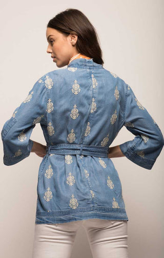 Embroidered Denim Kimono - JACHS NY