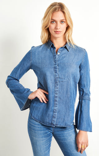 Denim Button Down with Bell Sleeves - JACHS NY