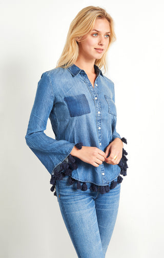 Denim Button Down with Tassels - JACHS NY