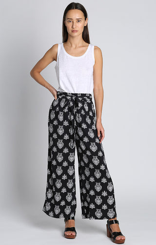 Medallion Print Tie Front Pull On Pant - JACHS NY