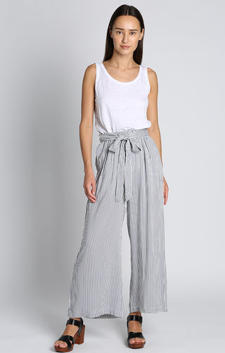 Striped Tie Front Pull On Pant - JACHS NY