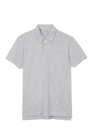 Light Heather Grey Sueded Cotton Polo - JACHS NY