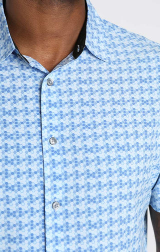 Light Blue Scale Print Gravityless Short Sleeve Shirt - JACHS NY