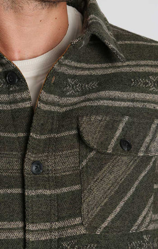 Olive Sherpa Lined Wool Blend Shirt Jacket - JACHS NY