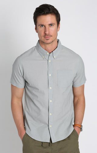 Grey Seersucker Short Sleeve Shirt - JACHS NY