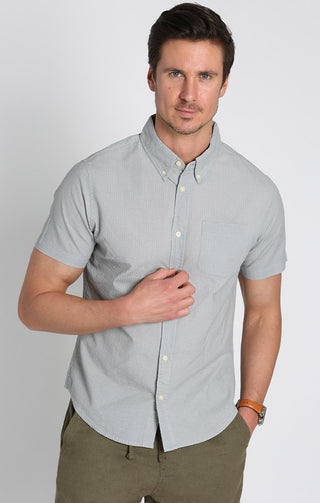 Grey Seersucker Short Sleeve Shirt - JACHS NY