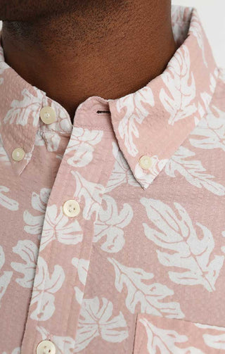 Floral Print Seersucker Short Sleeve Shirt - JACHS NY