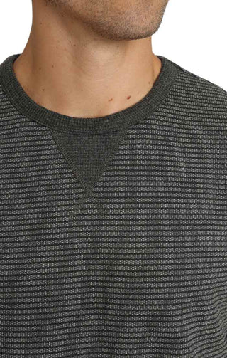Charcoal Striped Fleece Crewneck Sweatshirt - JACHS NY