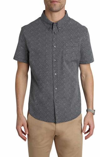Black Micro Floral Short Sleeve Tech Shirt - JACHS NY