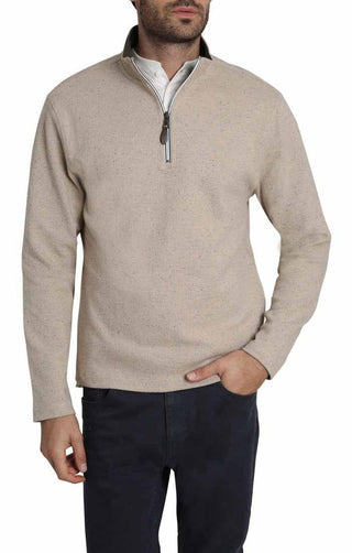Tan Donegal Stretch Quarter Zip Pullover - JACHS NY
