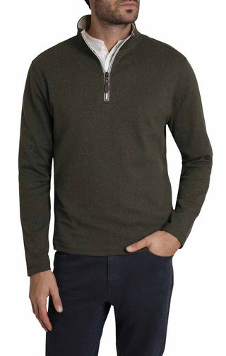 Green Donegal Stretch Quarter Zip Pullover - JACHS NY