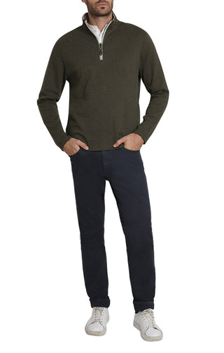 Green Donegal Stretch Quarter Zip Pullover - JACHS NY