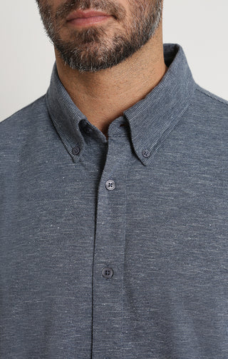 Navy Linen TriBlend Short Sleeve Shirt - JACHS NY