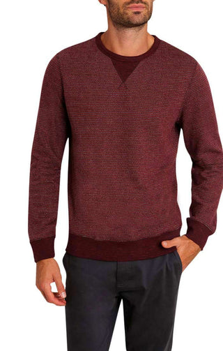 Burgundy Striped Fleece Crewneck Sweatshirt - JACHS NY