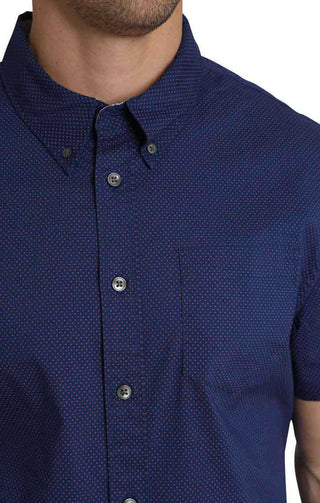 Navy Dot Print Short Sleeve Tech Shirt - JACHS NY