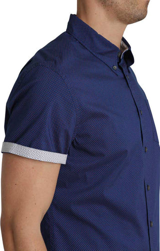 Blue Dot Print Short Sleeve Tech Shirt - JACHS NY