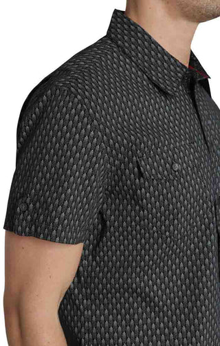 Black Scale Print Short Sleeve Tech Shirt - JACHS NY