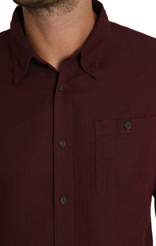 Burgundy Lightweight Herringbone Shirt - JACHS NY