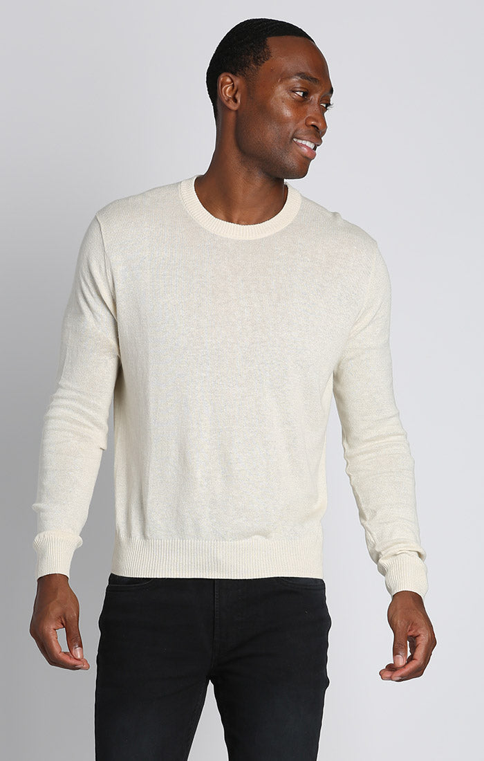 Ivory Lightweight Crewneck Sweater – JACHS NY