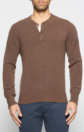 Brown Wool Blend Sweater Henley - JACHS NY