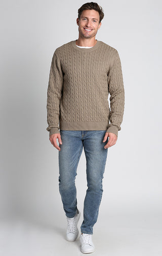 Brown Cotton Cashmere Cable Knit Sweater - JACHS NY