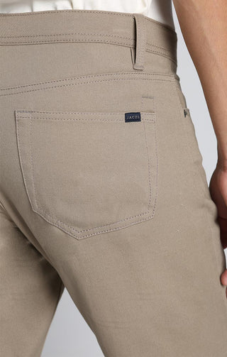 Taupe Slim Fit Stretch Twill 5 Pocket Pant - JACHS NY