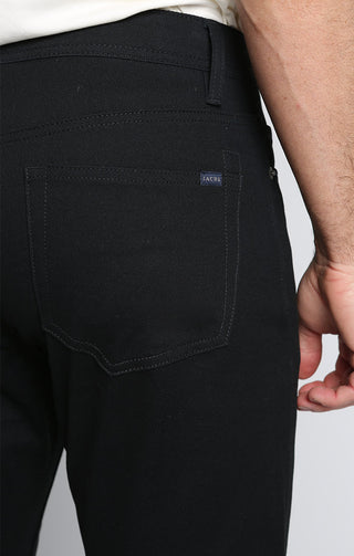 Black Straight Fit Stretch Twill 5-Pocket Pant - JACHS NY