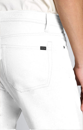 White Slim Fit Stretch Twill 5 Pocket Pant - JACHS NY