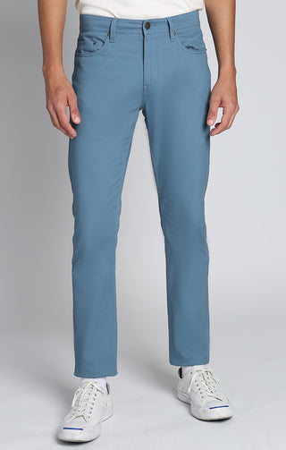 Blue Slim Fit Stretch Twill 5 Pocket Pant - JACHS NY