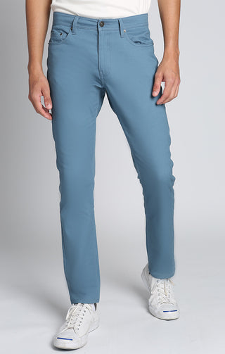 Blue Slim Fit Stretch Twill 5 Pocket Pant - JACHS NY