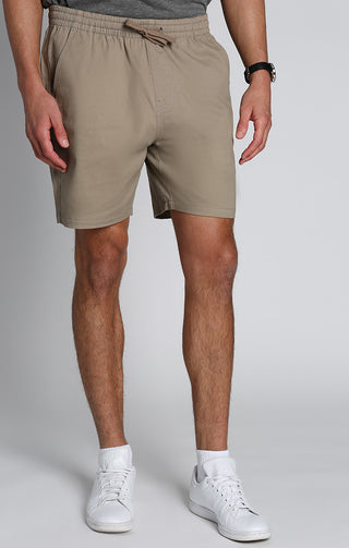 Taupe Stretch Twill Dock Short - JACHS NY