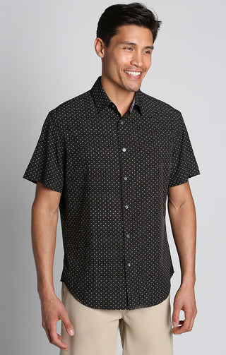 Black Geo Print Gravityless Short Sleeve Shirt - JACHS NY