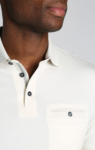 White Luxe Cotton Interlock Polo - JACHS NY