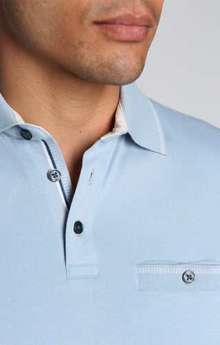 Blue Luxe Cotton Interlock Polo - JACHS NY