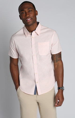 Pink Printed Stretch Short Sleeve Shirt - JACHS NY