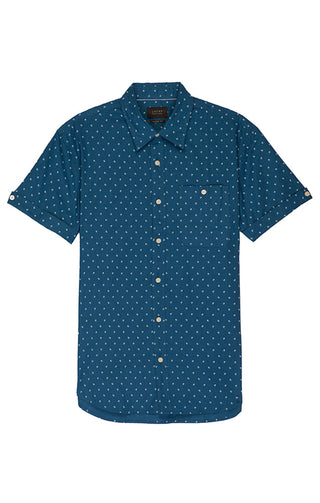 Blue Floral Linen Stretch Short Sleeve Shirt - JACHS NY