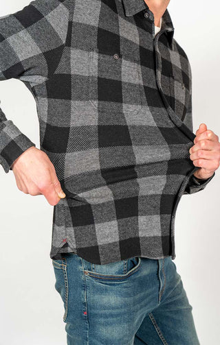 Charcoal Buffalo Plaid Knit Flannel Shirt - JACHS NY