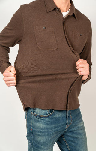 Brown Knit Flannel Shirt - JACHS NY