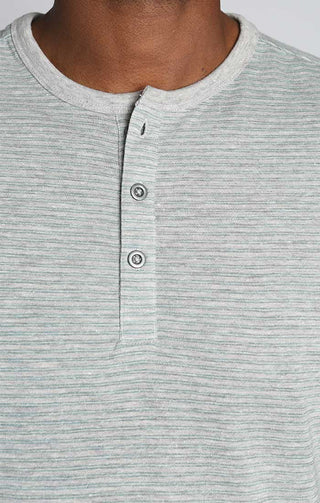 Grey Micro Stripe TriBlend Short Sleeve Henley - JACHS NY