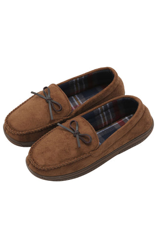 Brown Faux-Suede Moccasin Slipper - JACHS NY