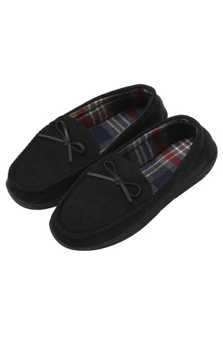 Black Faux-Suede Moccasin Slipper - JACHS NY