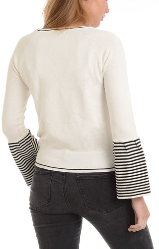 White Bell Sleeve Pullover Sweater - JACHS NY