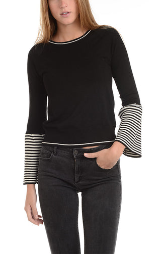Black Bell Sleeve Pullover Sweater - JACHS NY