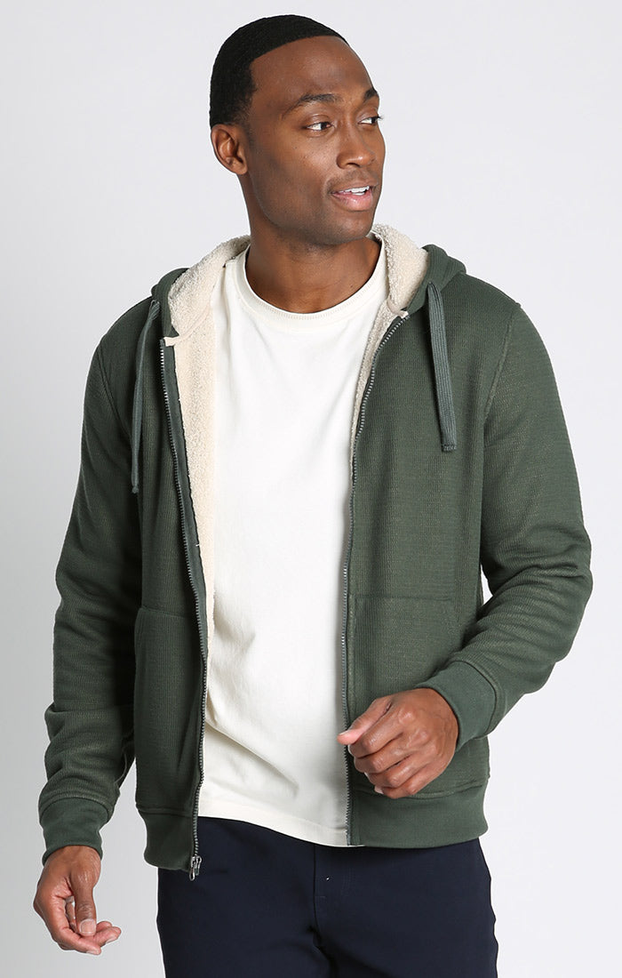botanist dvs. komplet Forest Green Sherpa Lined Waffle Hoodie – JACHS NY